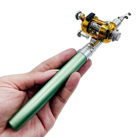 Telescopic Pocket Pen Fishing Rod Pole + Reel